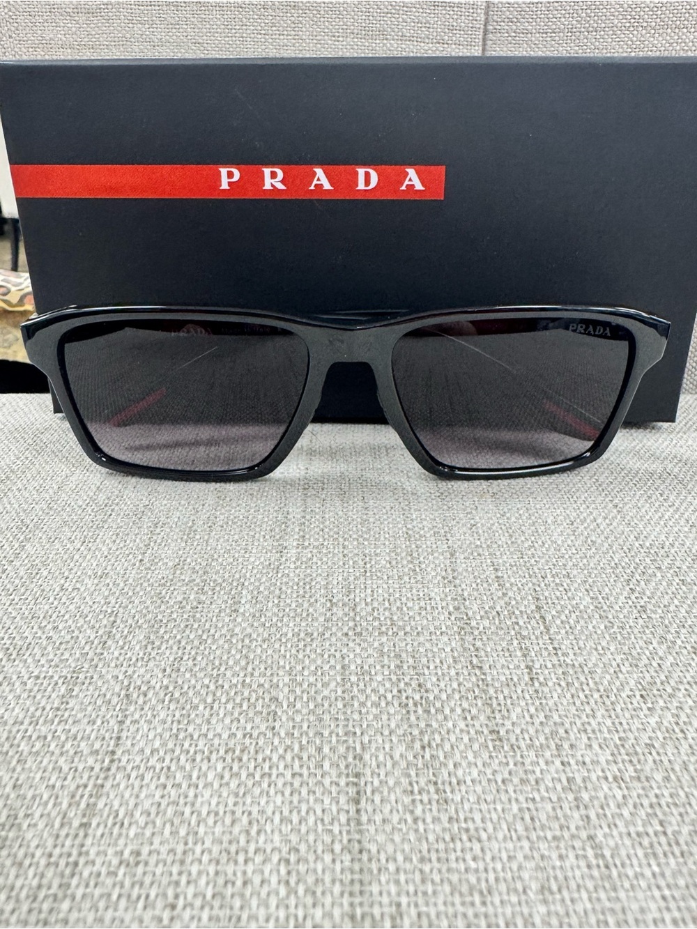 Prada Black Sunglasses with Dark Gray Lenses